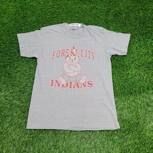 Vintage Forest City Teddy Bear Indians T-Shirt S/M 19x26 Made In USA 80s 90s